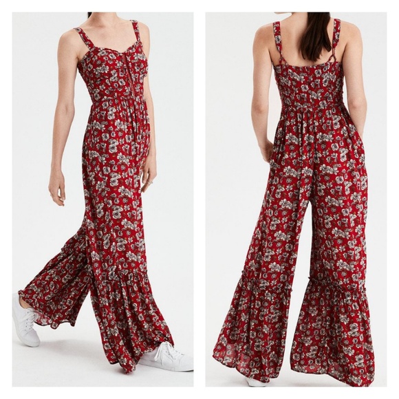 American Eagle Outfitters Pants - AMERICAN EAGLE Floral Wide Leg Jumpsuit Size 0